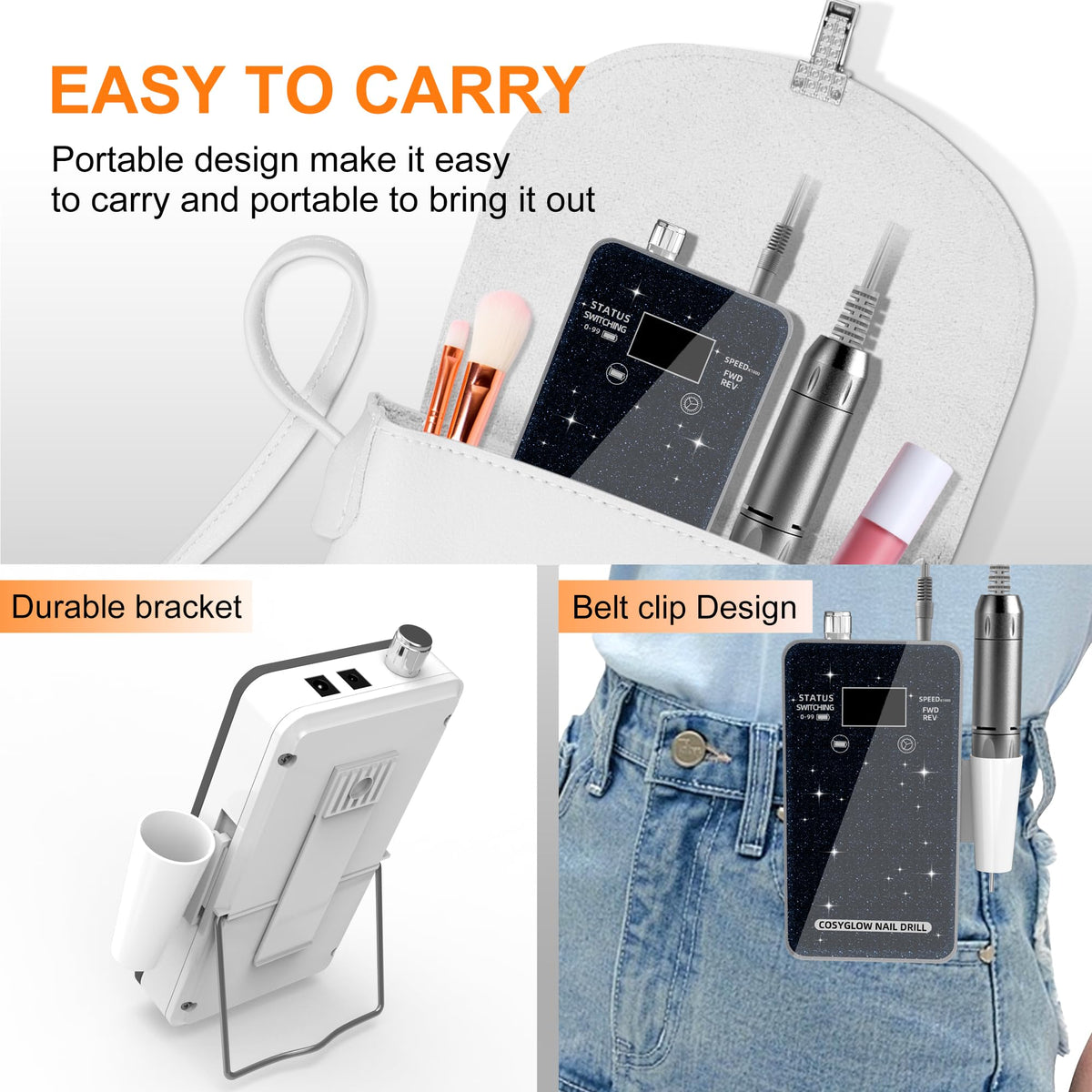 COSYGLOW Nail Drill Kit rechargeable battery and adapter