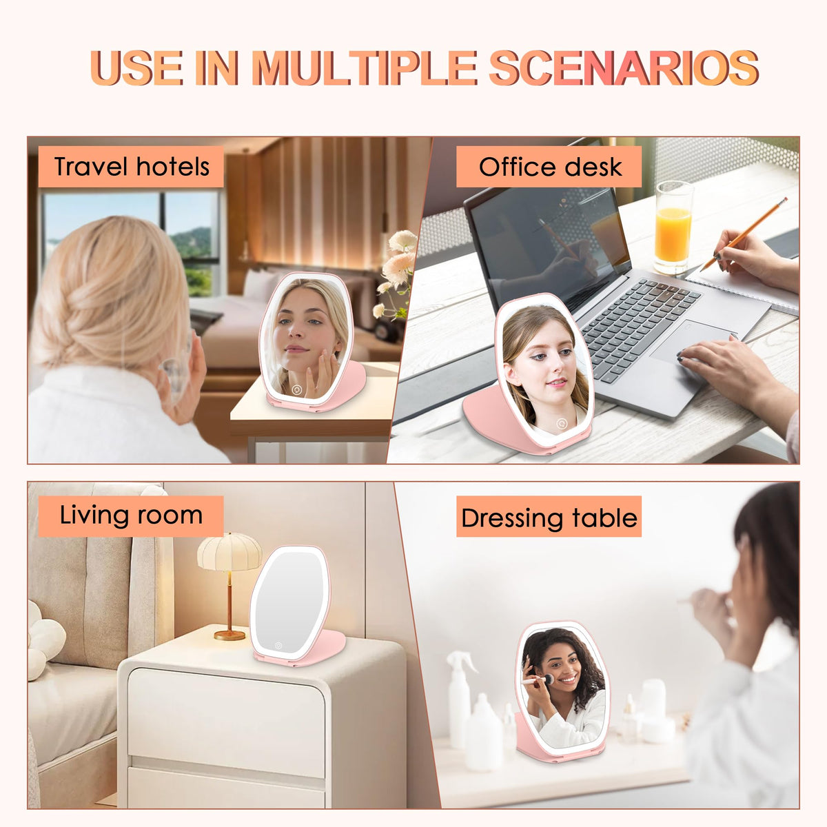 COSYGLOW Travel Makeup Mirror displayed on a vanity table