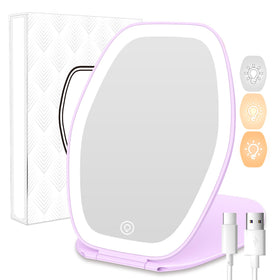 COSYGLOW Travel Makeup Mirror front view with LED lights