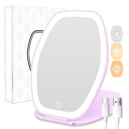COSYGLOW Travel Makeup Mirror front view with LED lights