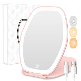 COSYGLOW Travel Makeup Mirror front view with LED lights