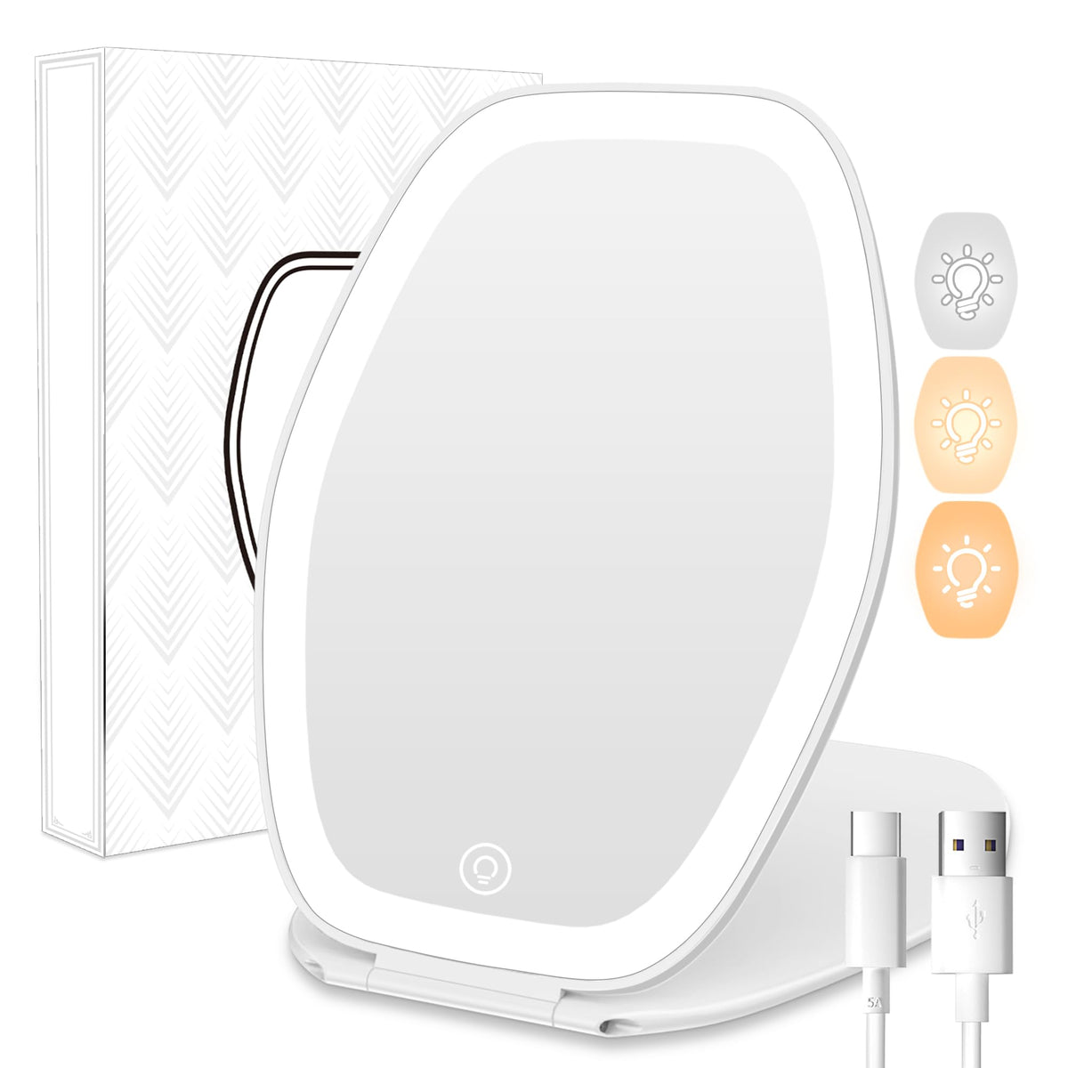 COSYGLOW Travel Makeup Mirror front view with LED lights
