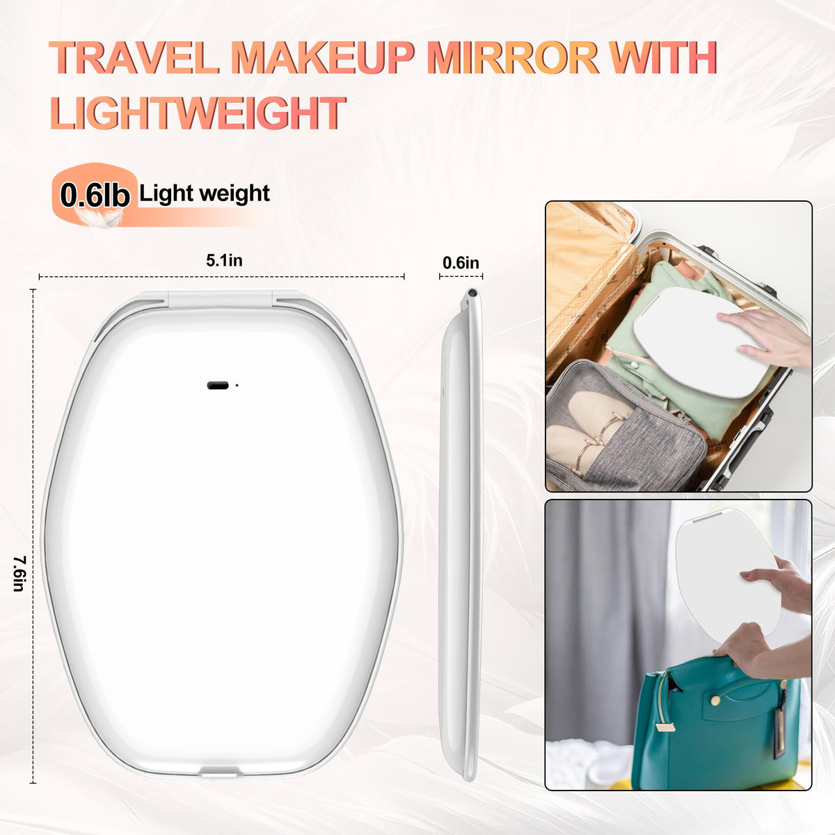 COSYGLOW Travel Makeup Mirror in a travel bag