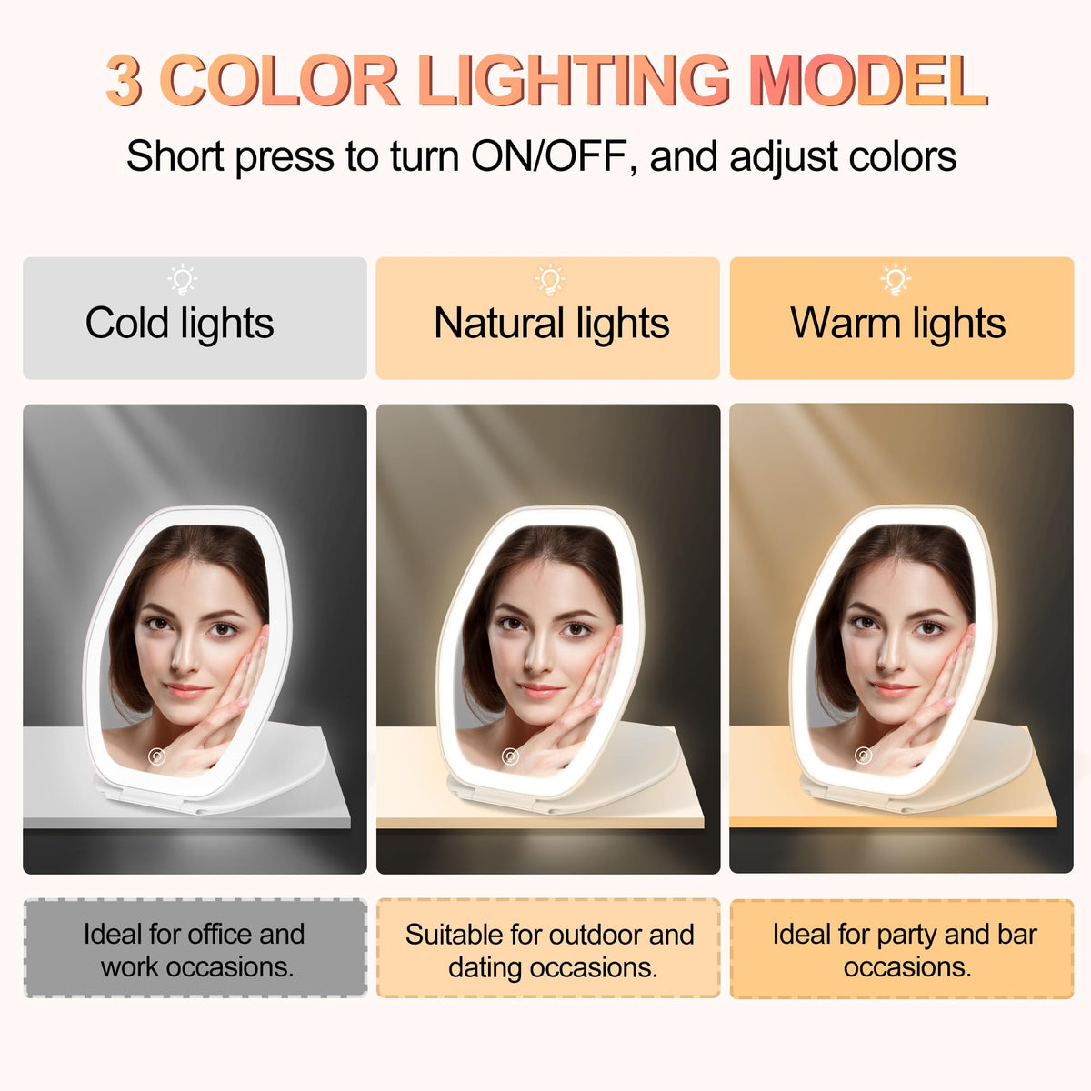 COSYGLOW Travel Makeup Mirror side view showing compact design