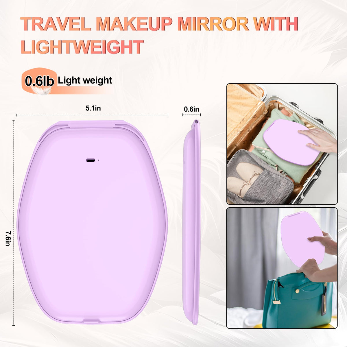 COSYGLOW Travel Makeup Mirror with natural light setting
