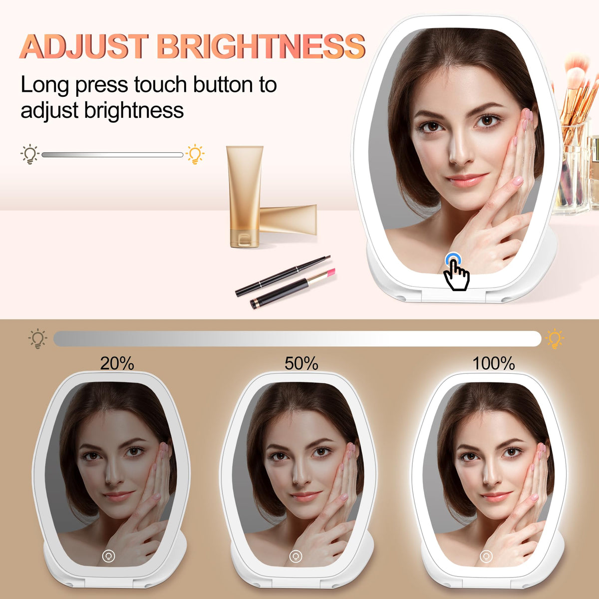 COSYGLOW Travel Makeup Mirror with touch control panel