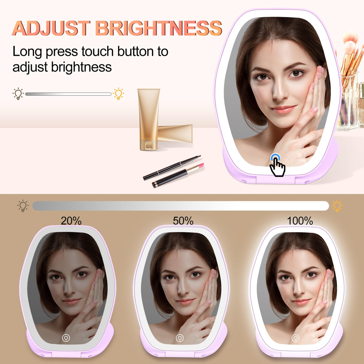 COSYGLOW Travel Makeup Mirror with touch control screen