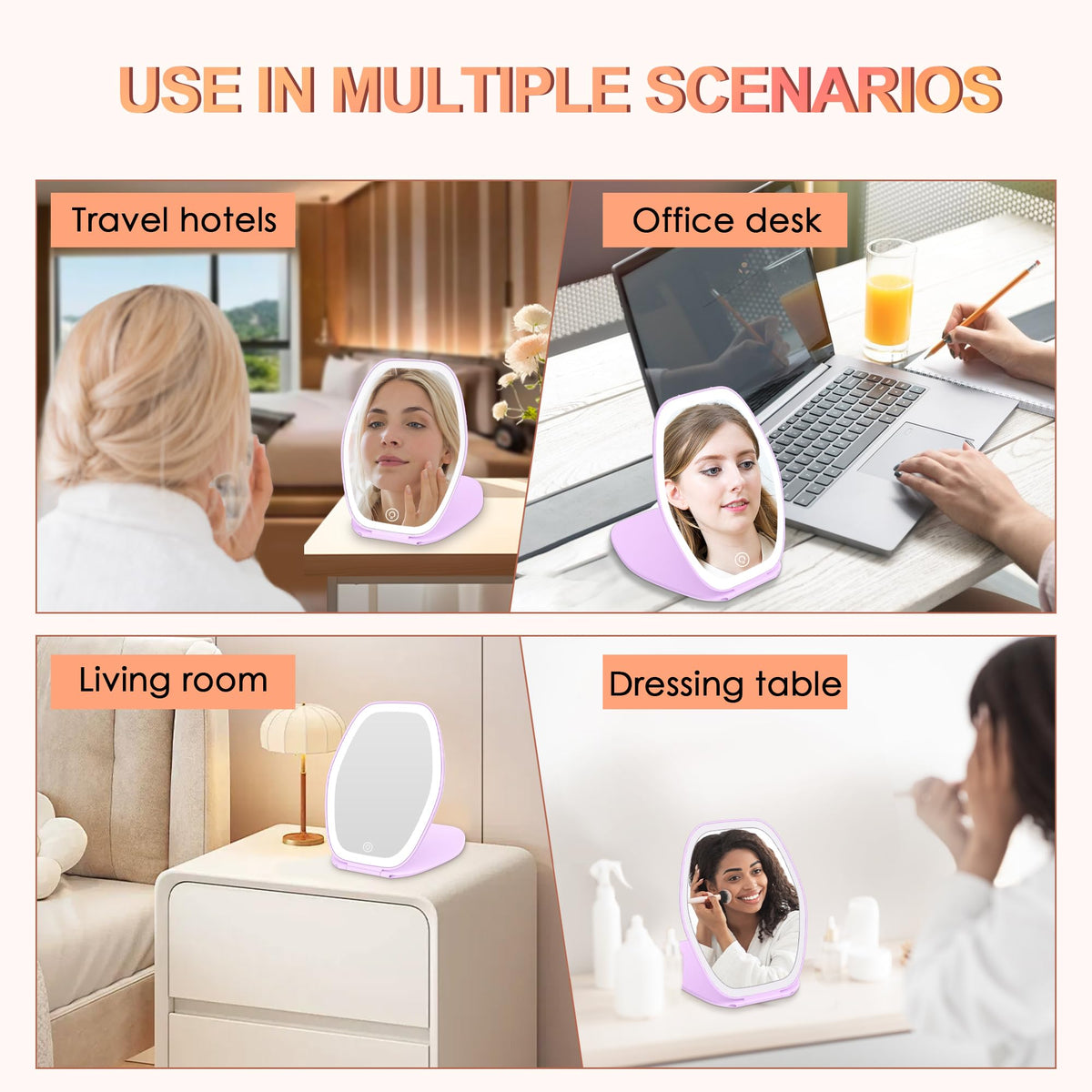 COSYGLOW Travel Makeup Mirror with Type-C charging cable