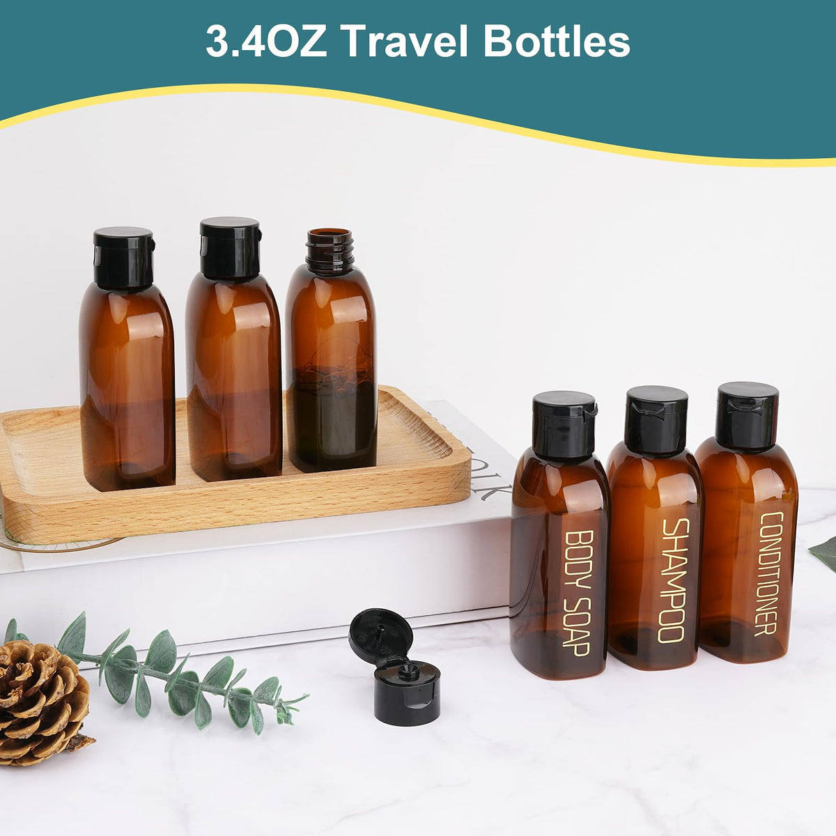 Cosywell Travel Bottles in clear travel bag for easy storage
