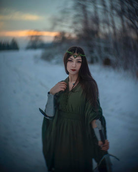 CoTeeZa Black Fairy Circlet side view showcasing green rhinestones