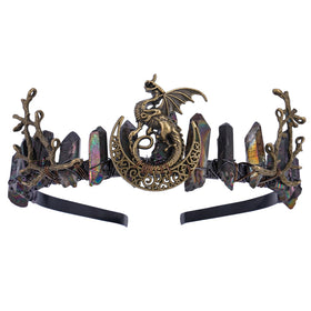 CoTeeZa Black Fairy Crystal Crown front view with various crystals