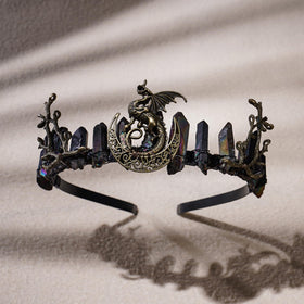 CoTeeZa Black Fairy Crystal Crown worn at a festival