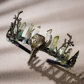 CoTeeZa Green Fairy Crystal Crown with hairpins for secure fit