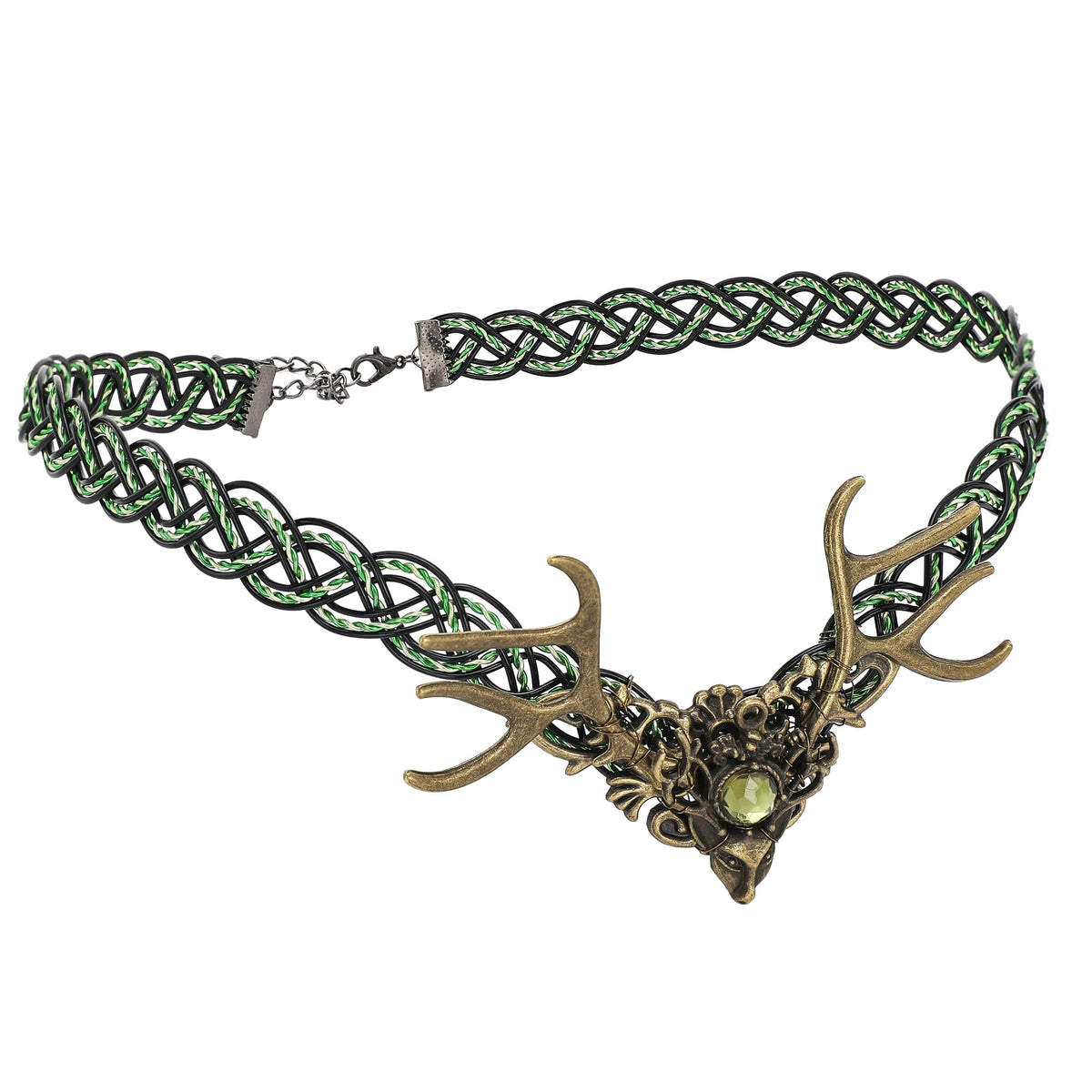 CoTeeZa Renaissance Black Fairy Circlet front view with bronze deer heads