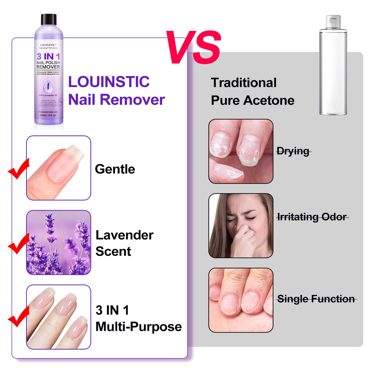 Cotton balls and nail foil wraps included in LOUINSTIC kit