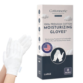 COTTONNERIE moisturizing gloves front view in white