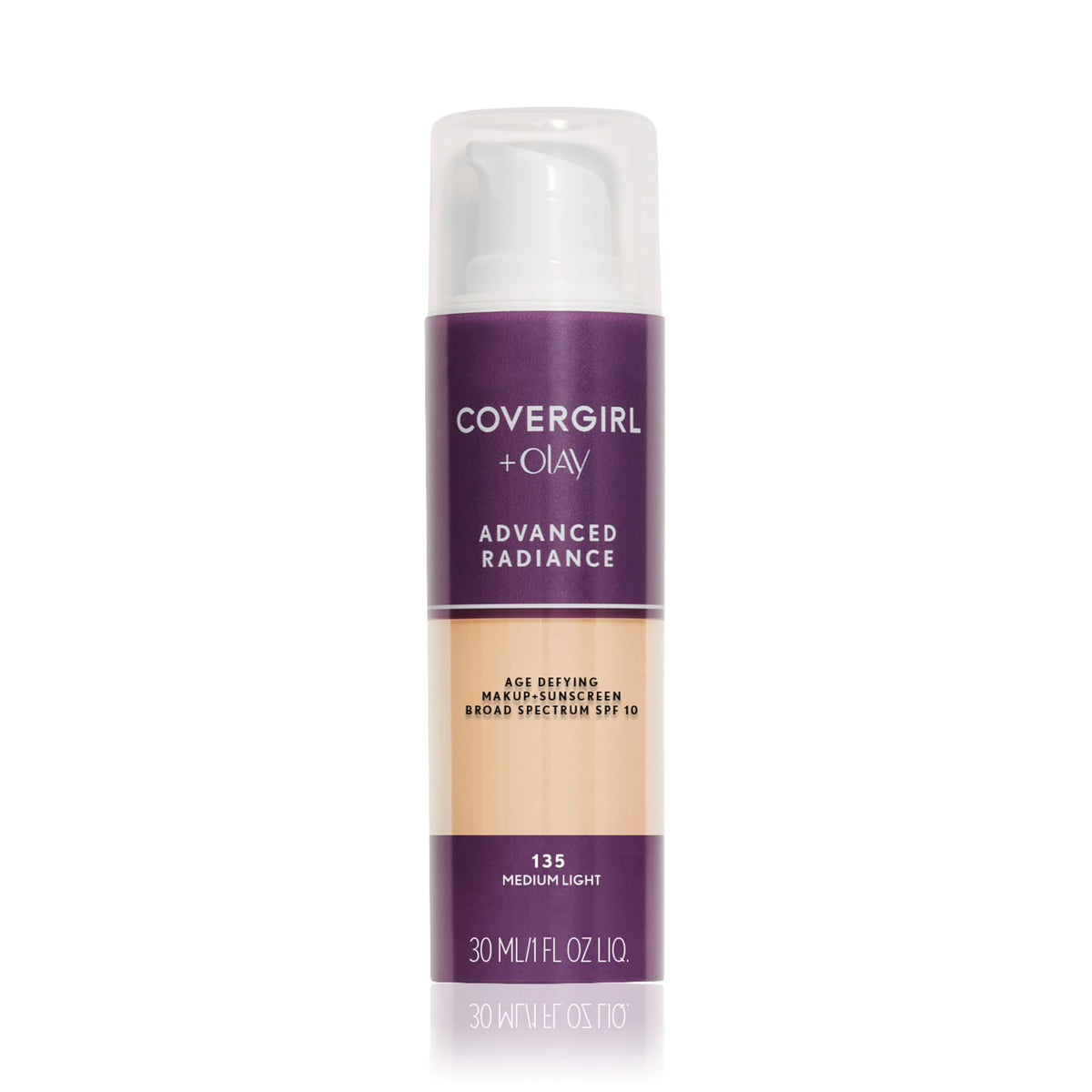 COVERGIRL Advanced Radiance Foundation Makeup Medium Light 135 front view