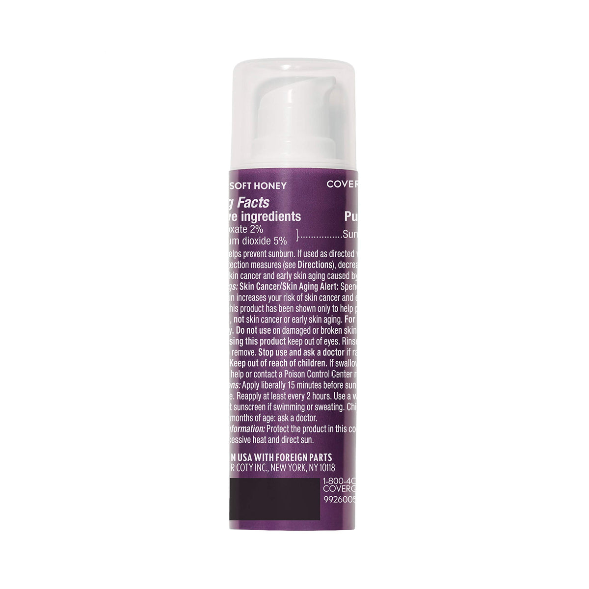 COVERGIRL Advanced Radiance Foundation Soft Honey bottle side view