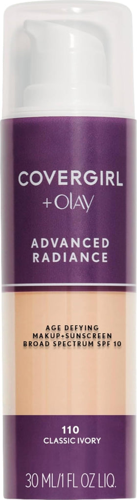 COVERGIRL Advanced Radiance Liquid Foundation 110 Classic Ivory front view