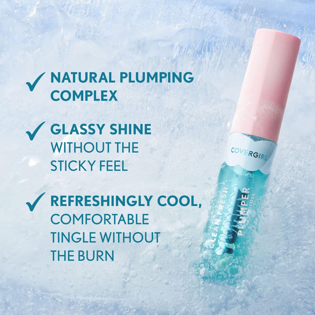 COVERGIRL Clean Fresh Yummy Plumper Lip Gloss on lips