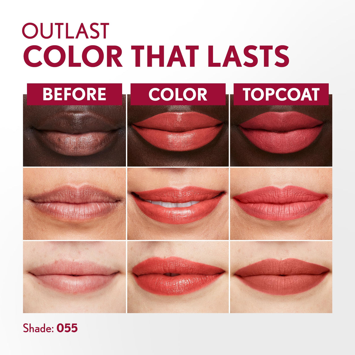 COVERGIRL Outlast All-Day Lip Color 055 Atomic Love applicator close-up