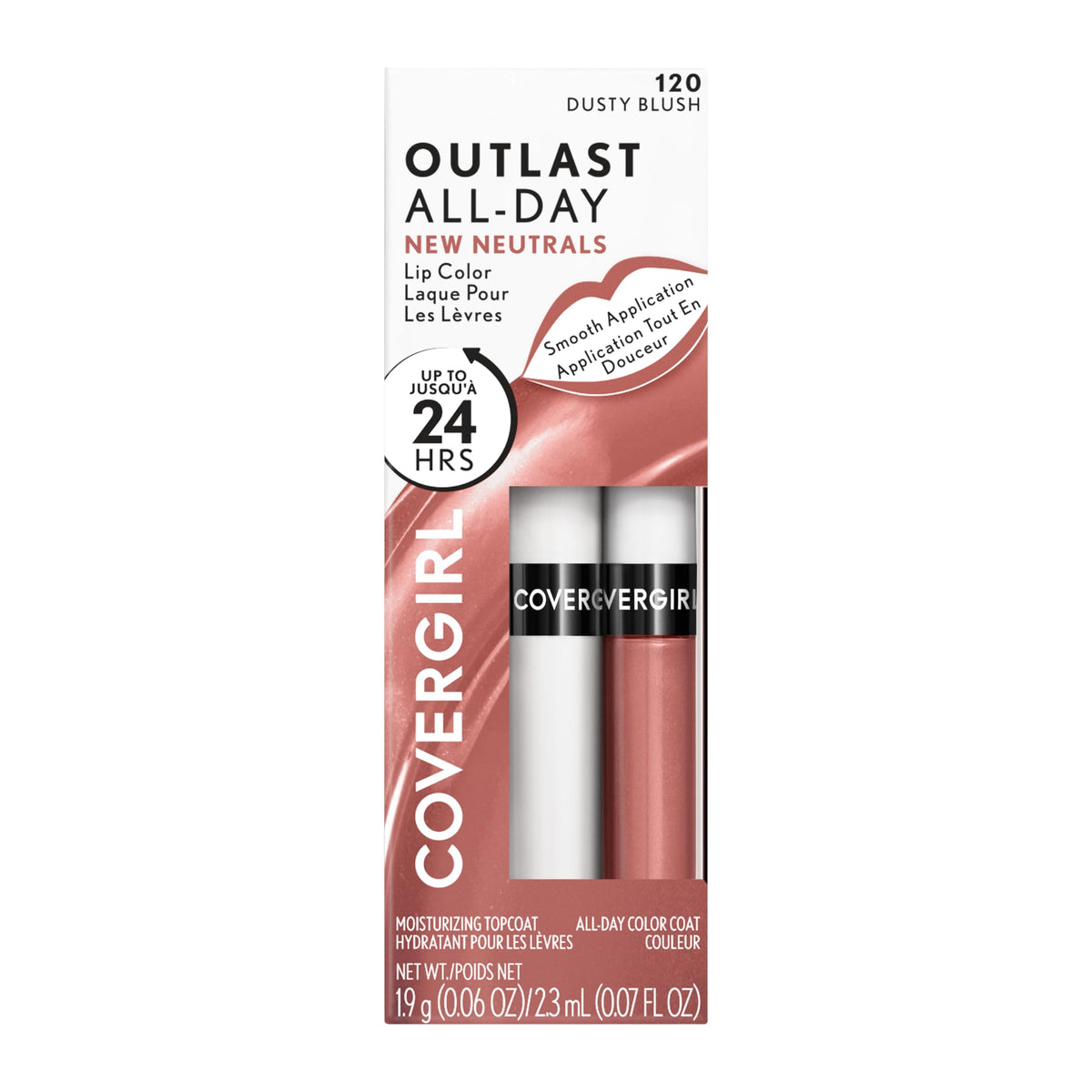 COVERGIRL Outlast All-Day Lip Color 120 Dusty Blush in makeup setup