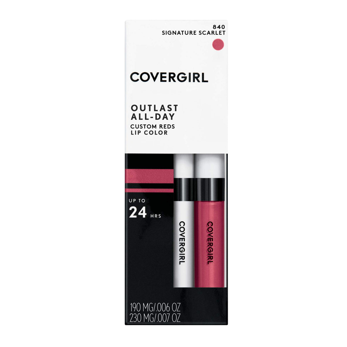 COVERGIRL Outlast All-Day Lip Color 840 Signature Scarlet packaging details
