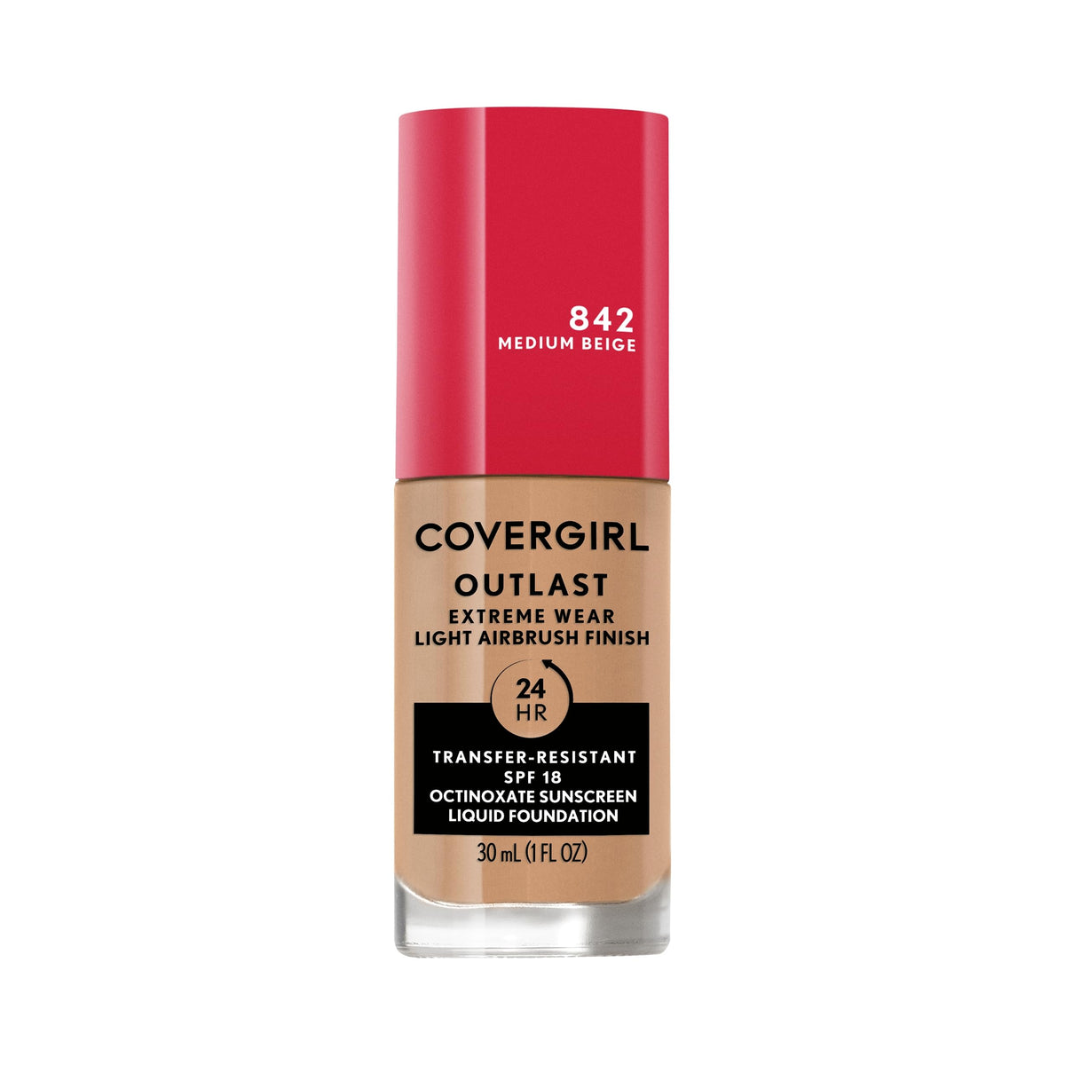 COVERGIRL Outlast Extreme Wear Foundation bottle front view in Medium Beige