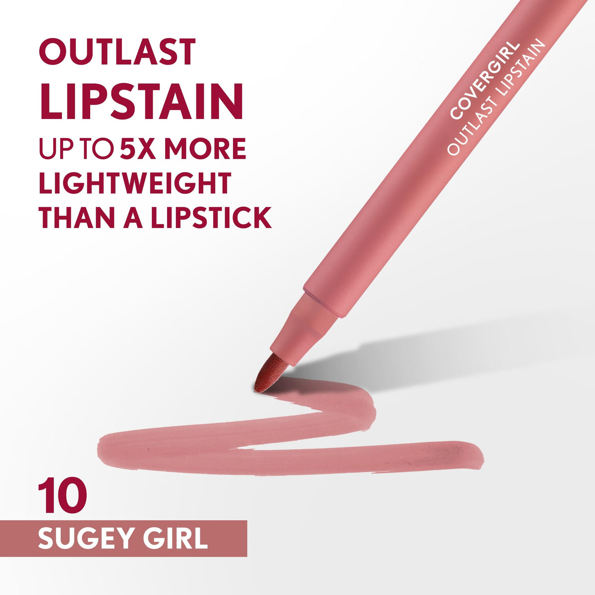 COVERGIRL Outlast Lipstain 10 Sugary Girl pen-like applicator