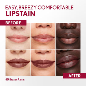 COVERGIRL Outlast Lipstain 45 Brazen Raisin on model's lips