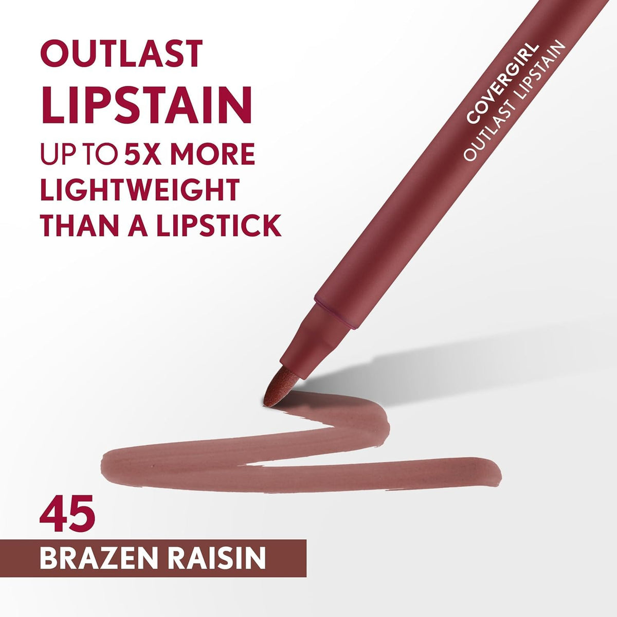 COVERGIRL Outlast Lipstain 45 Brazen Raisin swatch on skin