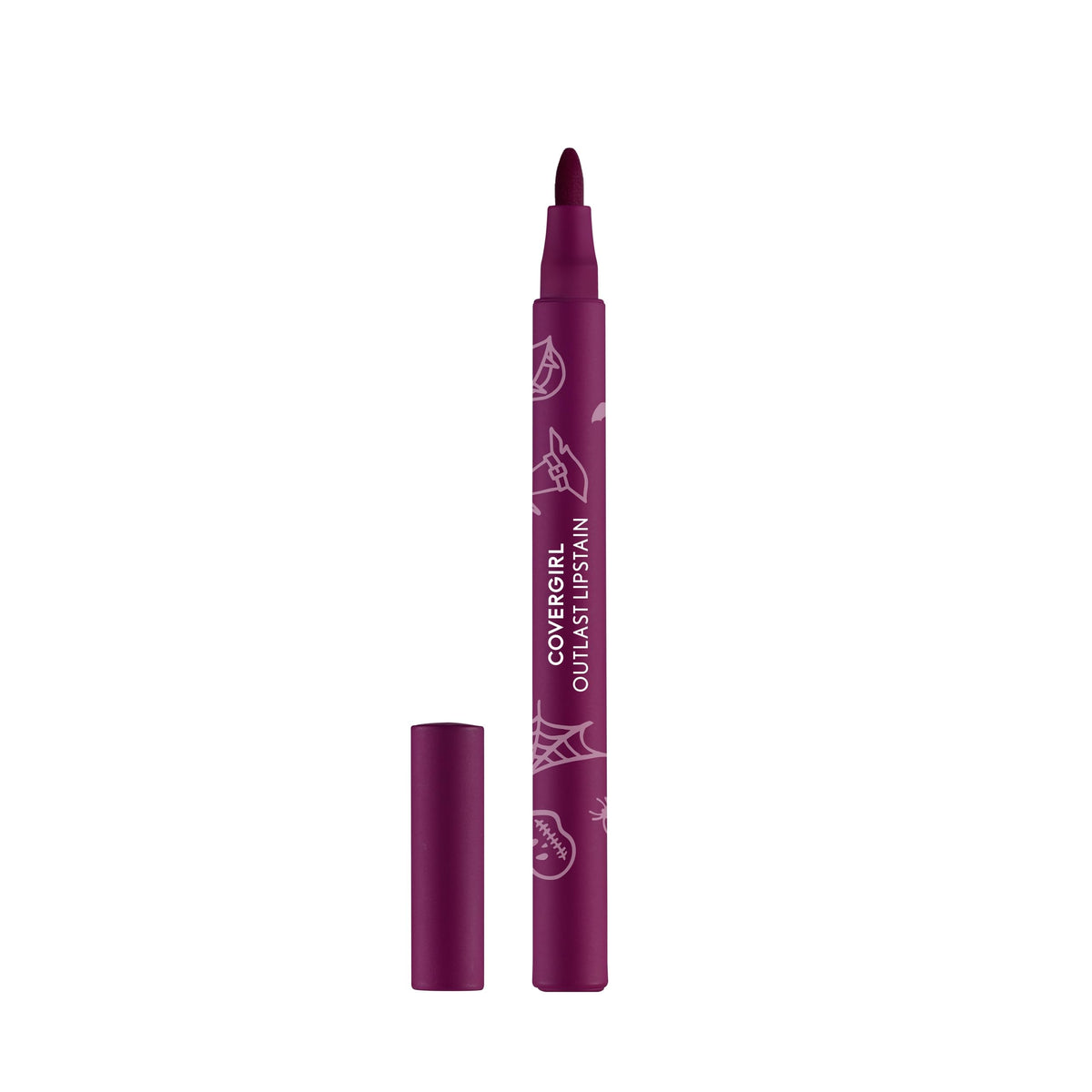 COVERGIRL Outlast Lipstain 91 Extra Witchy front view with decorated precision pen