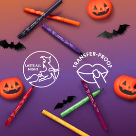 COVERGIRL Outlast Lipstain 91 Extra Witchy with Halloween-themed decor