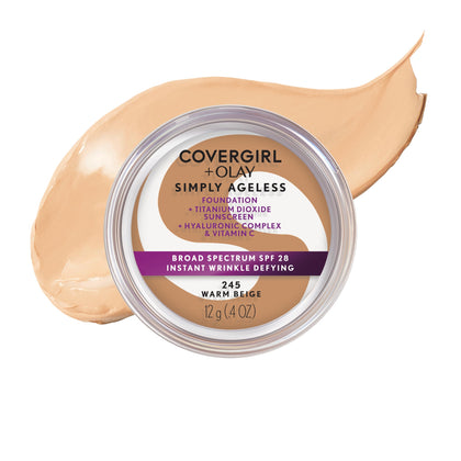 COVERGIRL Simply Ageless Foundation 245 Warm Beige front view