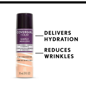 COVERGIRL Simply Ageless Foundation 275 Soft Sable texture on hand