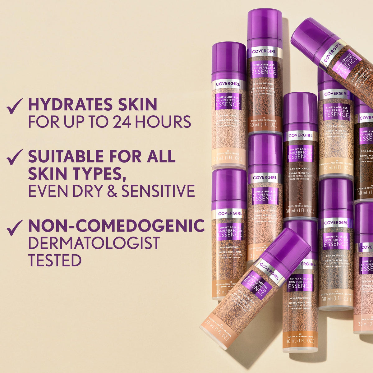 COVERGIRL Simply Ageless Skin Perfector Foundation 40 Medium application process