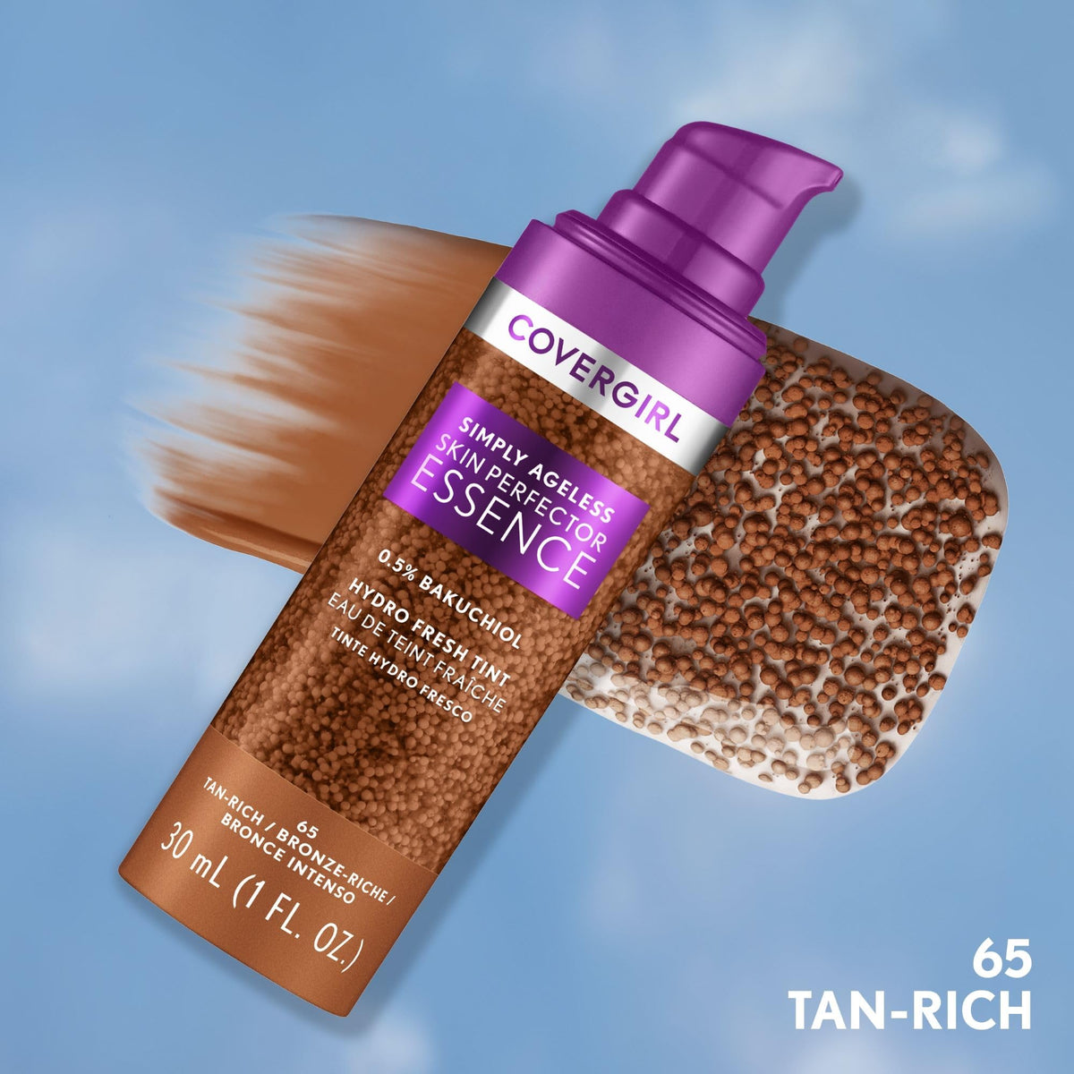 COVERGIRL Simply Ageless Skin Perfector Foundation 65 Tan-Rich packaging