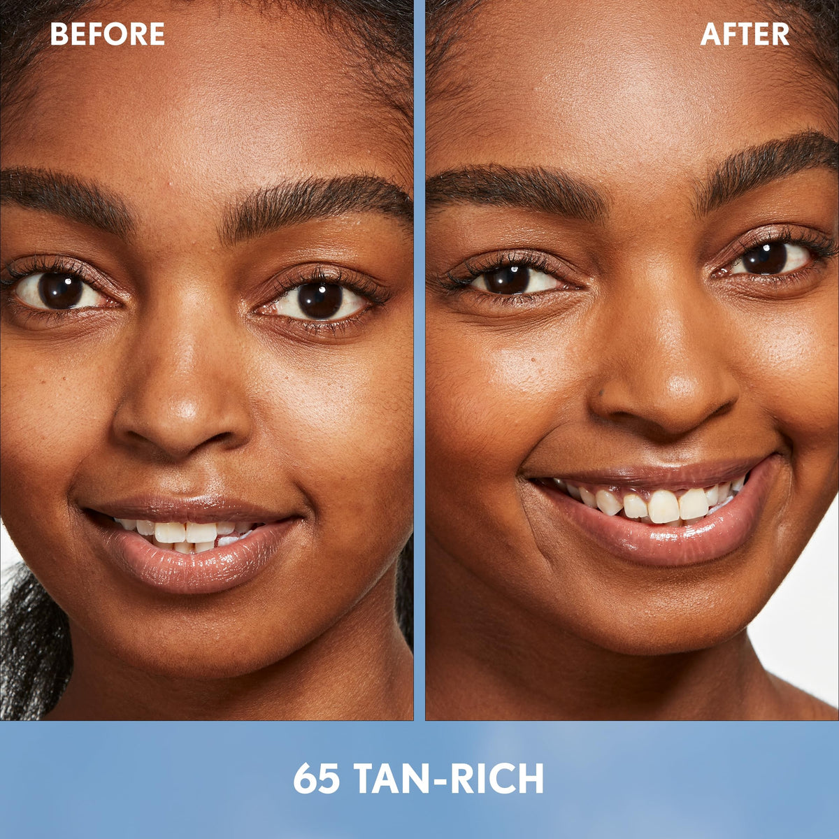 COVERGIRL Simply Ageless Skin Perfector Foundation 65 Tan-Rich swatch on skin