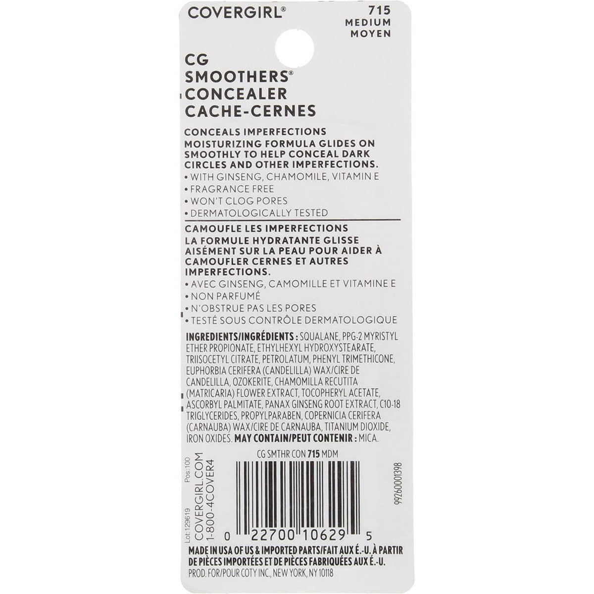 COVERGIRL Smoothers Concealer Medium packaging and applicator