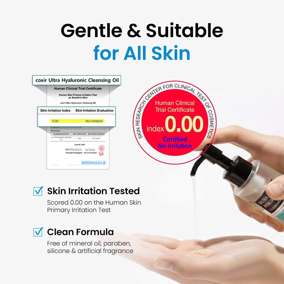 coxir Ultra Hyaluronic Cleansing Oil product size comparison