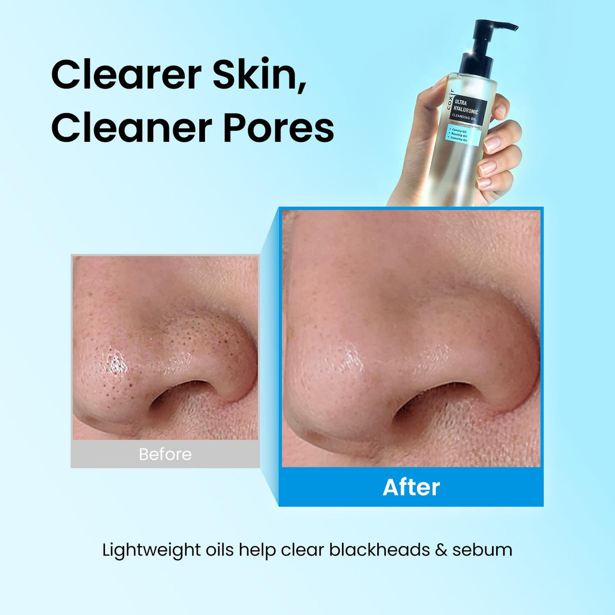 coxir Ultra Hyaluronic Cleansing Oil with makeup removal cloth