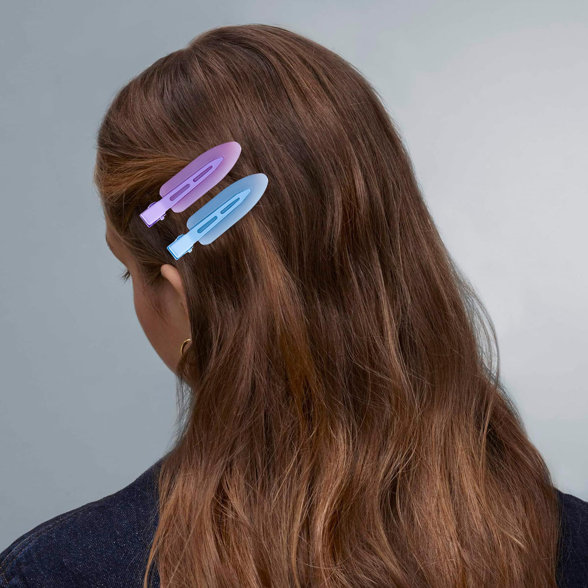 Cptots hair clips in purple and neon green