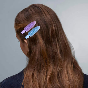 Cptots hair clips in purple and neon green