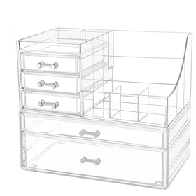 Cq acrylic 5 Drawer Stackable Makeup Organizer front view