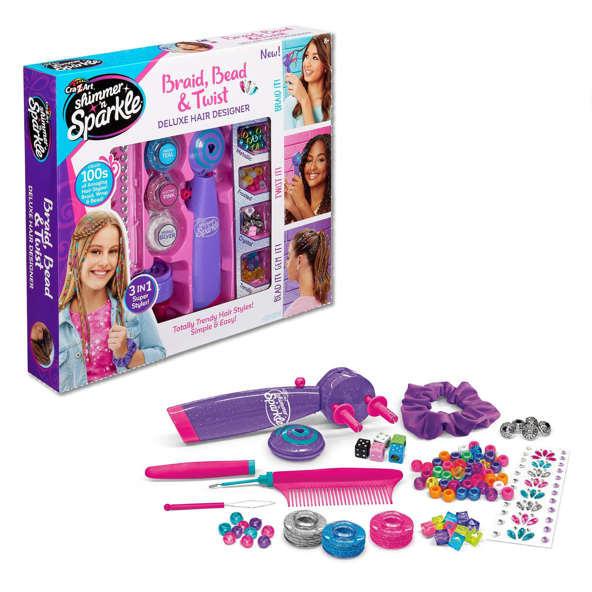 Cra-Z-Art Shimmer 'n Sparkle Deluxe Hair Designer kit with tools and accessories