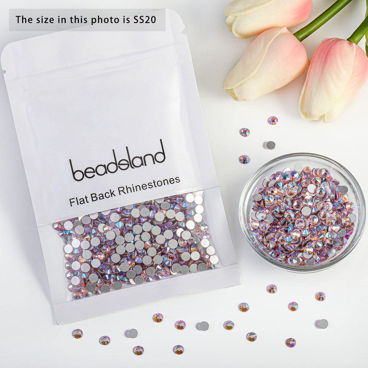 Craft project decorated with BEADSLAND light pink AB rhinestones