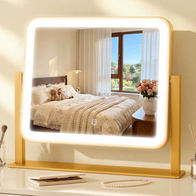 CraftCraze 14x12 vanity mirror front view with LED lights