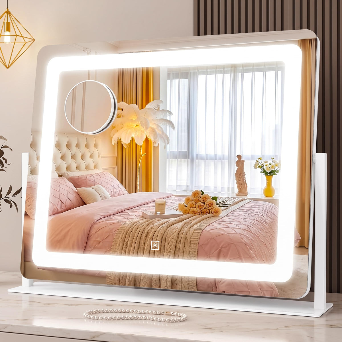CraftCraze 22"x17" makeup mirror front view with LED lights
