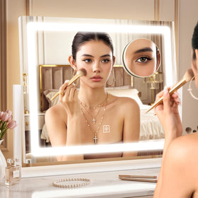 CraftCraze LED Vanity Mirror displaying warm lighting mode
