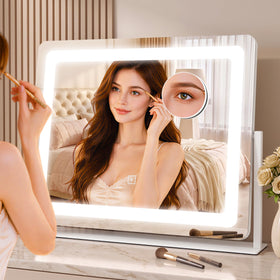 CraftCraze LED vanity mirror with three colour modes displayed